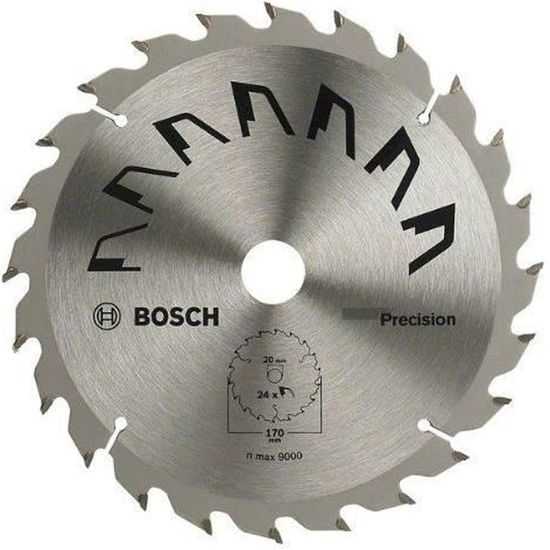 Bosch 2609256857 Précision Lame de scie circulaire 24 dents carbure Diamètre 170 mm alésage/alésage avec bague de réduction 20/16…