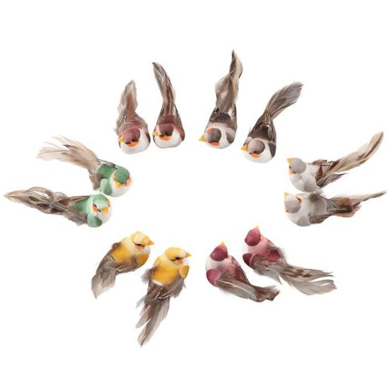 SURENHAP oiseau en plumes Belle Simulation d'arbre à oiseaux, 12 pièces
