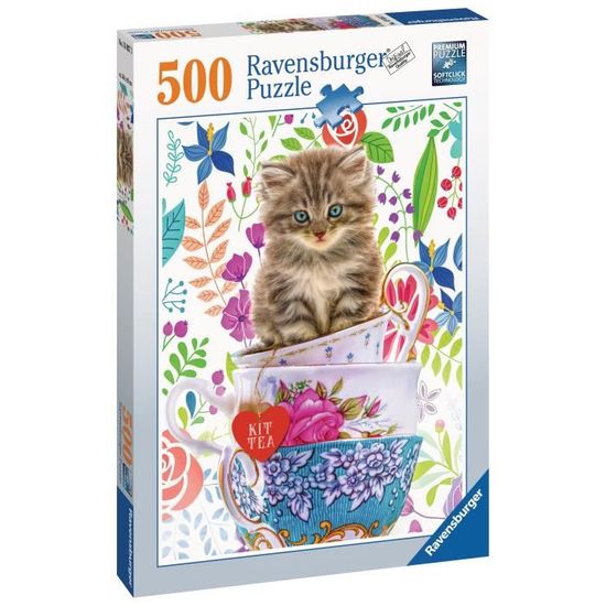 Puzzle 500 pièces - Chaton dans une tasse - Ravensburger - Animaux - Mixte - A partir de 10 ans