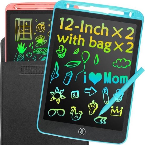 Lot De 2 Tablettes Écriture LCD Enfants - Ecran Coloré Réutilisable - Apprentissage Dessin Et Écriture 3-6 Ans