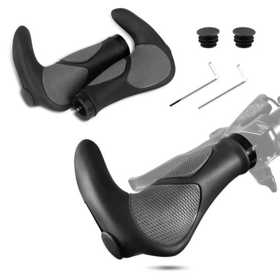 Poignées de Guidon Ergonomique VTT Mountain Bike Cycliste - SDLOGAL - Verrouillage Anti-dérapant - Noir