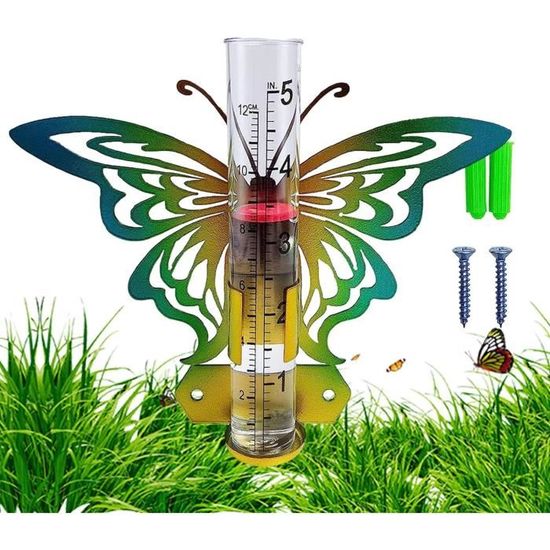 Pluviomètre En Verre Avec Support Acier Inoxydable - Capacité 12,7 Cm (5 Pouces) - Pour Jardin, Facile à Installer Et Lire - 7
