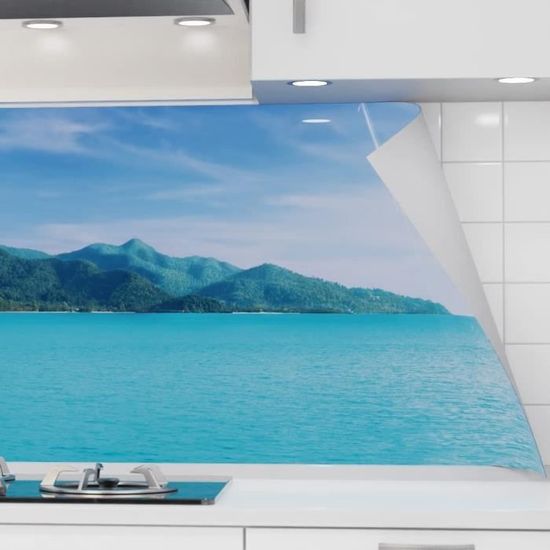 Crédence Adhésive Cuisine Lumalea | Motif Fleurs Tropicales | 70x126cm | Résistante Chaleur Eau | Pose Facile