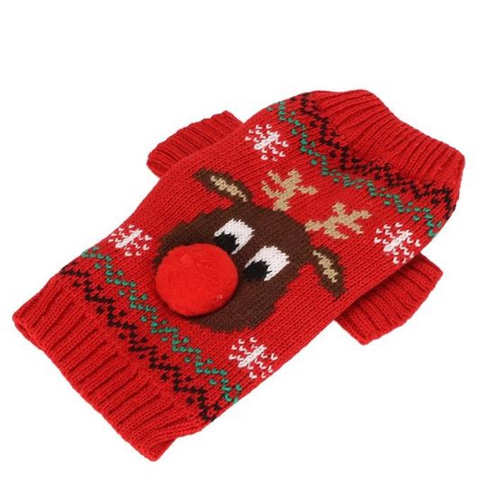 Pull De Noël Pour Chien Ou Chat - Motif Renne Et Flocons, Taille M, En Laine Douce Et Chaude - 12
