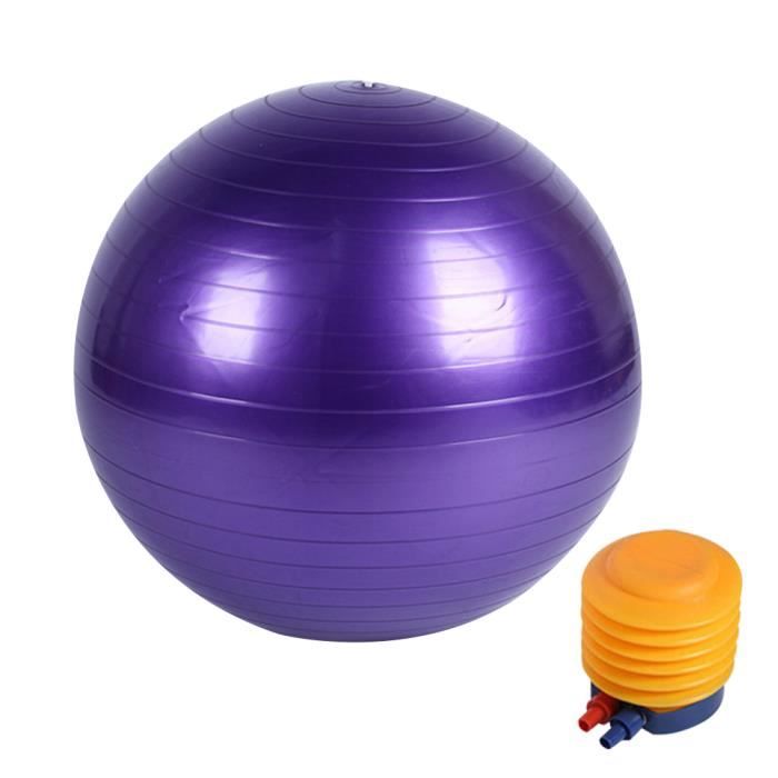 Boule de Yoga Ballon de Gym Ballon de Fitness avec un gonfleur 75 cm Violet