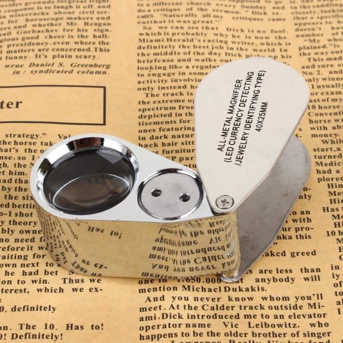 40X LED Loupe en verre grossissant Bijoux avec loupe pour oeil bijoutier boîte pour outil d'évaluation