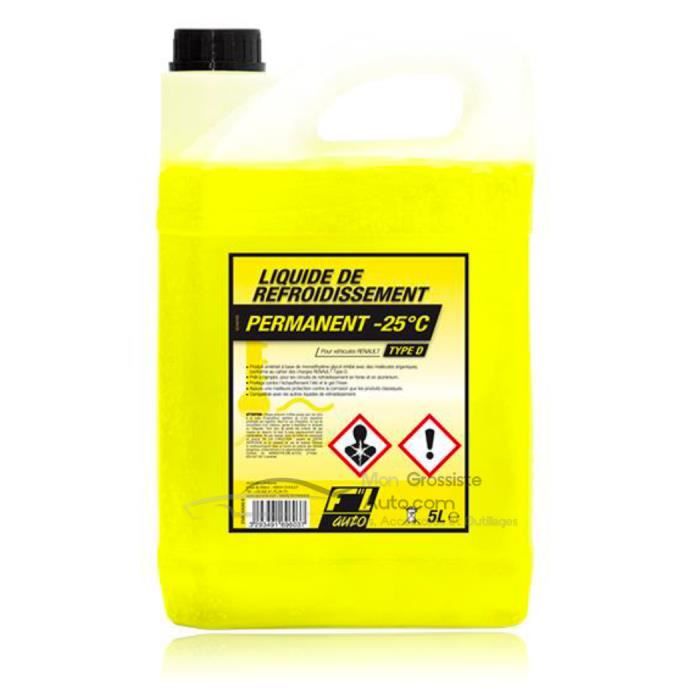 Fl'auto Liquide De Refroidissement Jaune, Fluo -25° 5l