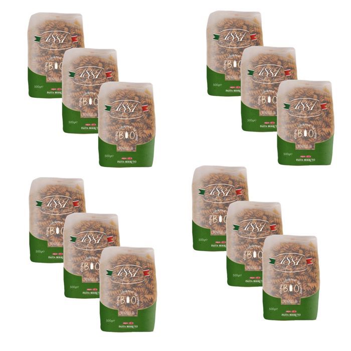 Lot 12x Pâtes blé complet Fusilli n°36 BIO - 1881 Pasta Berruto - paquet 500g