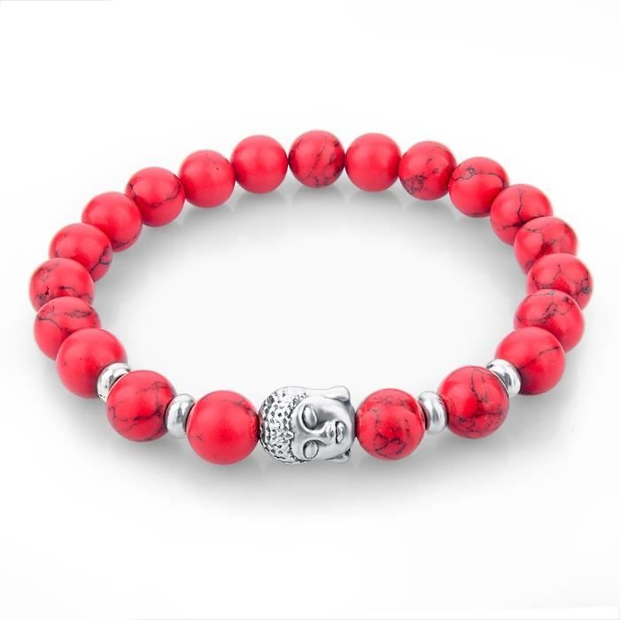 Bracelet pierres naturelles - rouge bouddha