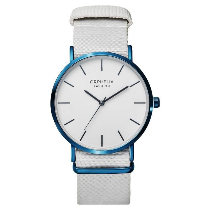 Orphelia Fashion - Montre Hommes - Quartz - Analogique - Bracelet en Tissu - Blanc - OF761809