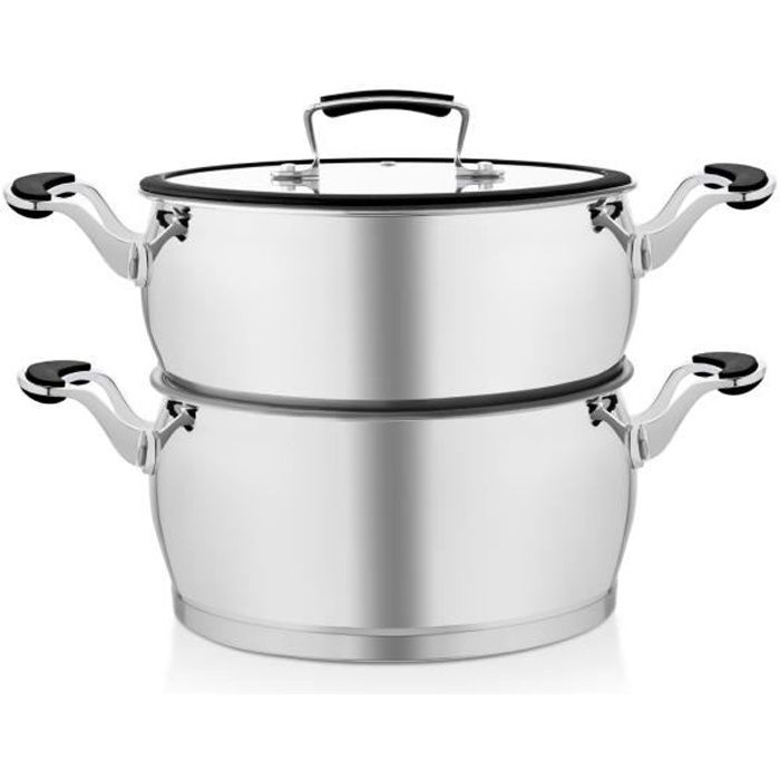 Couscoussier Mayerhoff BM-COUS26-SC-E 26cm-8L en inox avec revêtement antiadhésif façon pierre compatible tous feux dont induction
