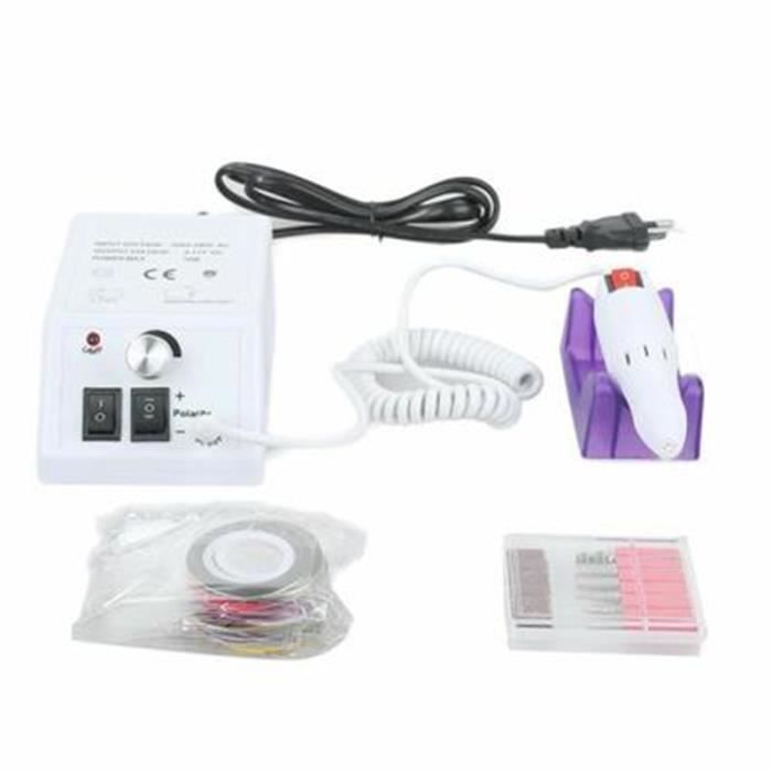 Kit Ponceuse à Ongles BLANC Polissoir Lime Nail Drill Appareil Electrique 20000RPM Professional pour Ongle Pied Manucure Pédicure