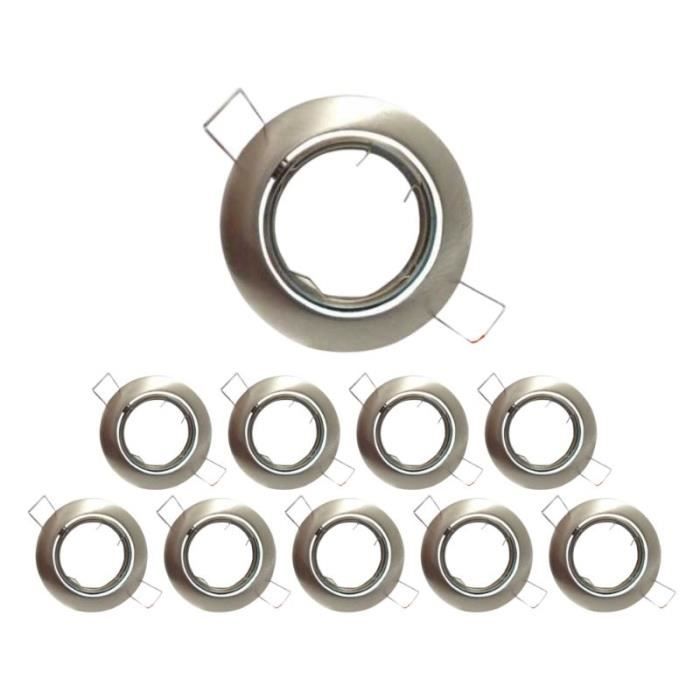 Support Spot Encastrable GU10 LED Orientable Rond INOX (Pack de 10) Silumen