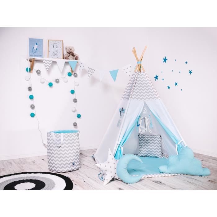 WILLY - Tente de jeu Tipi pour less fille/garçon - Hauteur 160 cm - Intérieur/extérieur - 8 poteaux + Parois avec fenêtre - Blanc