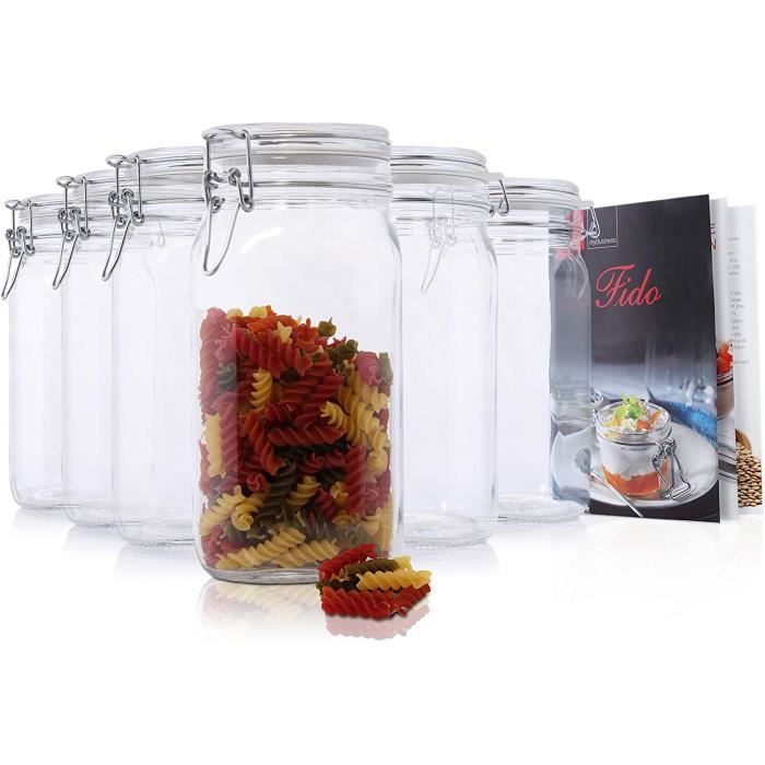 BOCAUX DE CONSERVATION Bormioli Fido Lot de 6 bocaux agrave fermeture meacutecanique avec livret de recettes Bormioli 15 l422