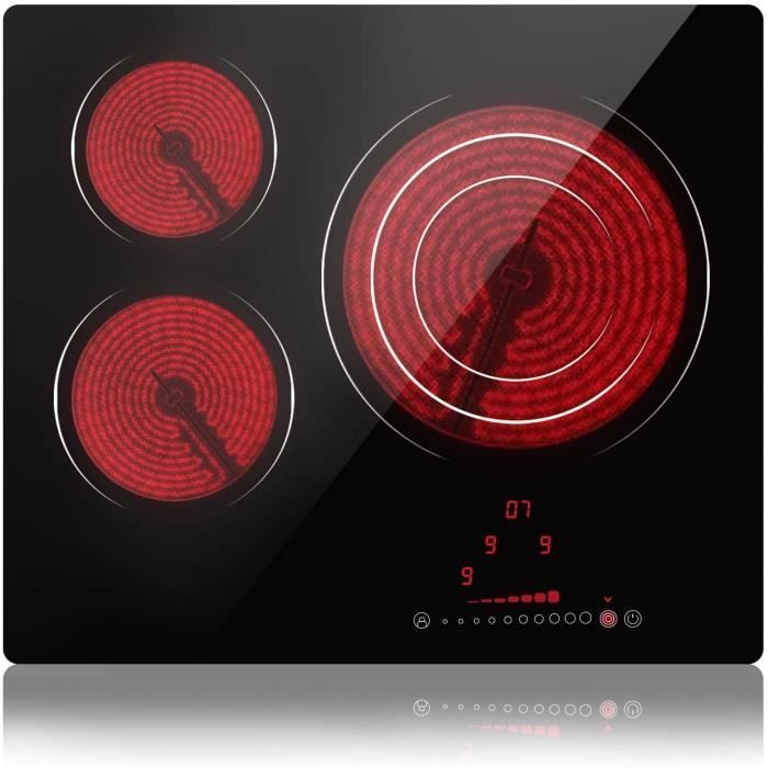 CUISSON De Cuisson Vitroceramique 3 Foyers Encastrable Plaque Vitroceacuteramique 6600W Plaque de Cuisson Eacutelectrique Touc117