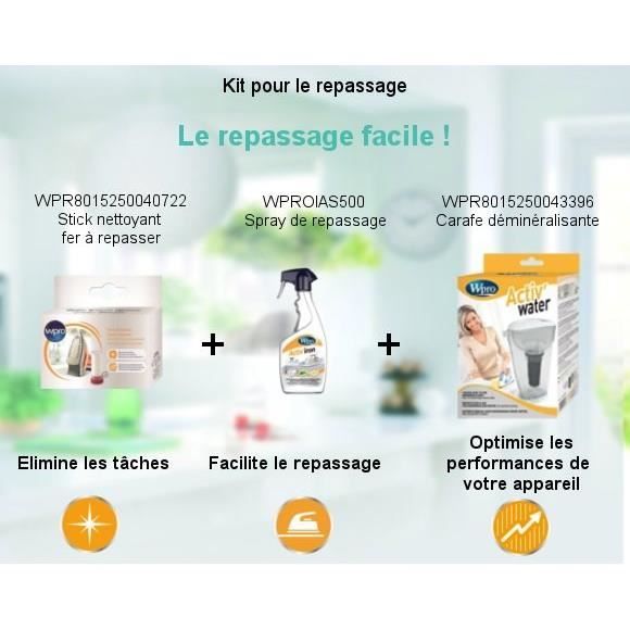 Pack Kit Repassage facile - Carafe déminéralisante + Spray de repassage + Stick nettoyants fer à repasser