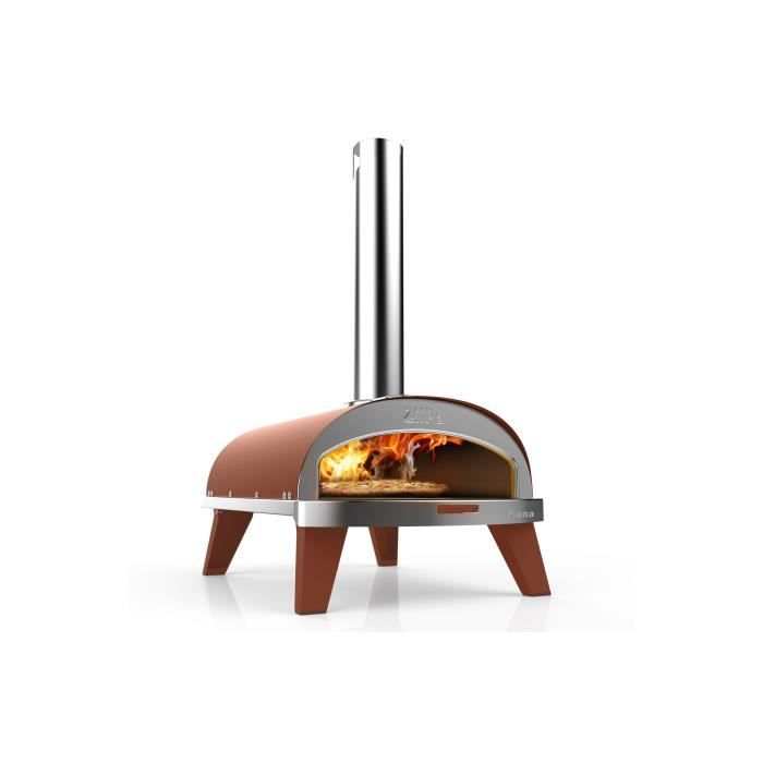 ZiiPa Four à pizza Piana à pellets avec une plaque tournante pour une cuisson 360°, Thermomètre intégré-Terracotta