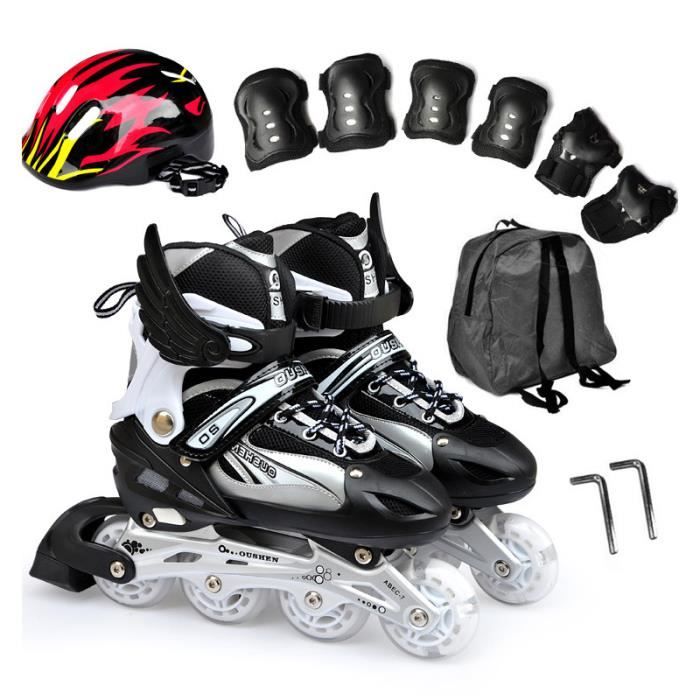 Ensemble De Roller In Line Pour Enfants Taille Ajustable Musique Flash à Une Seule Roue Patins à Roues Alignées Pour Débutant
