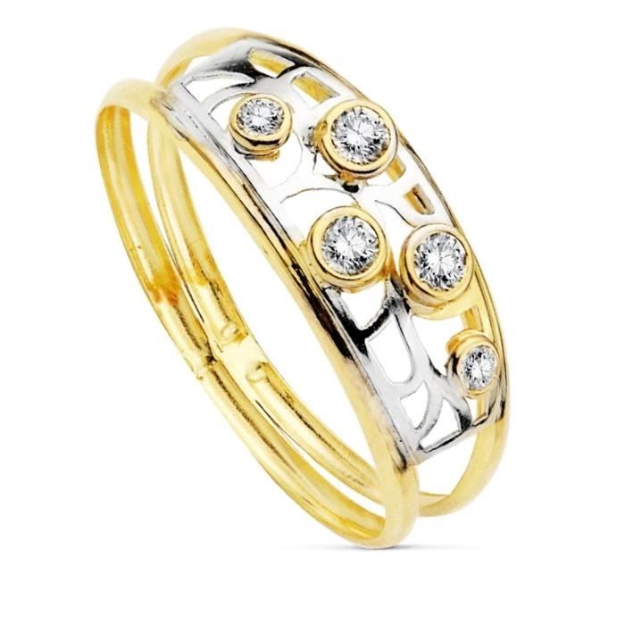 Bague Double Doigt Design Moderne En Or Jaune 10 Carats Sur Diamant Carré - Homme - Neuf