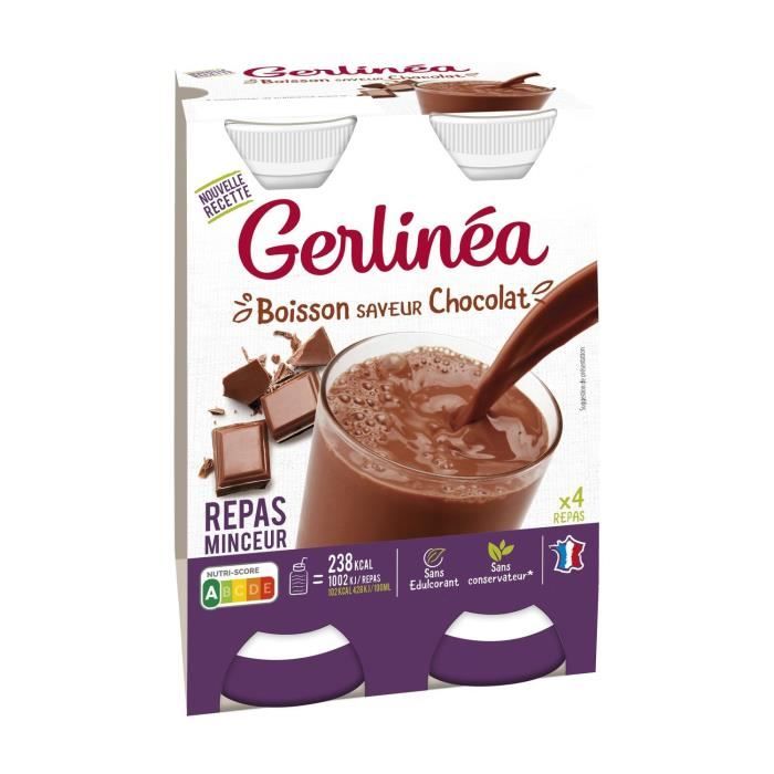 GERLINEA Repas minceur à boire, substitut de repas au chocolat - 4x 236 ml