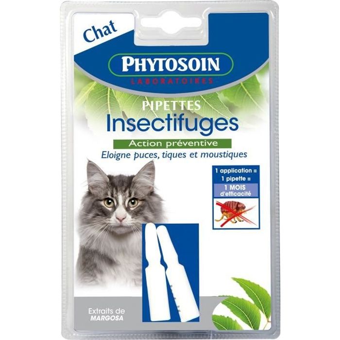 PHYTOSOIN Pipettes insectifuges - Pour chat - Lot de 2