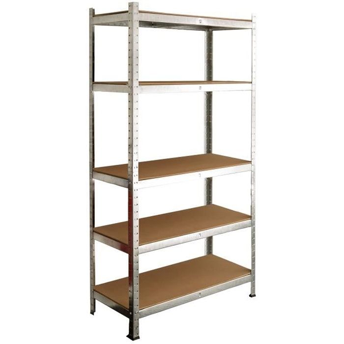 SODIAC Etagère de rangement charge lourde 5 tablettes - 150 Kg par plateau - 180 x 90 x 40 cm