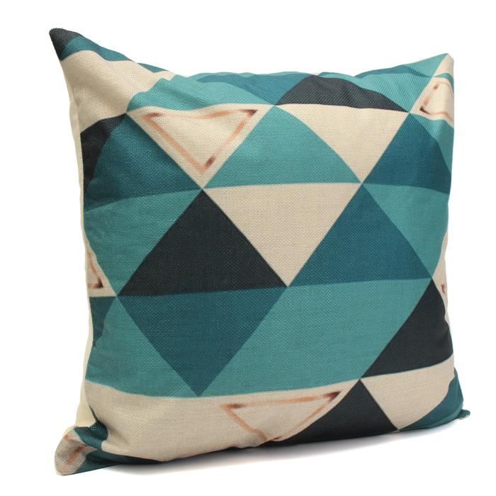 Housse de Coussin Géométrique Simple Taie D'oreiller Case Coton Lin Maison Decor Polygon