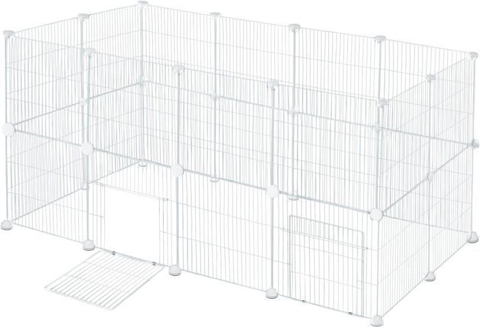 Meilleurs prix pour EUGAD Lapin Enclos Intérieur, Cage Modulable avec Porte, DIY Parc Cochon d'Inde, Clôture Réglable, 142x72x72cm, Blanc E0AG0106-2