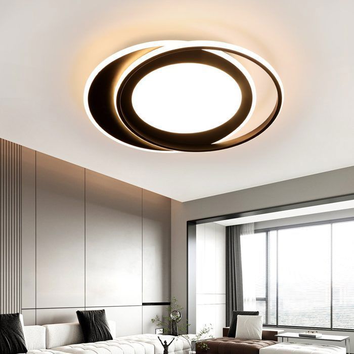Plafonnier LED - NETTLIFE - 48 cm - Dimmable - Télécommande - Noir