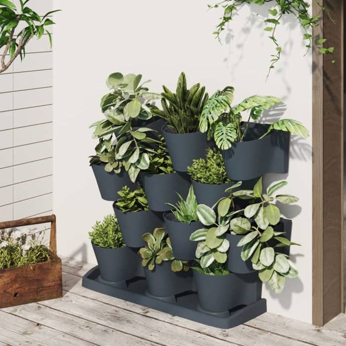 Jardinière Empilable Tour Verticale 4 Niveaux Terracotta - Pour Fraises Herbes Fleurs
