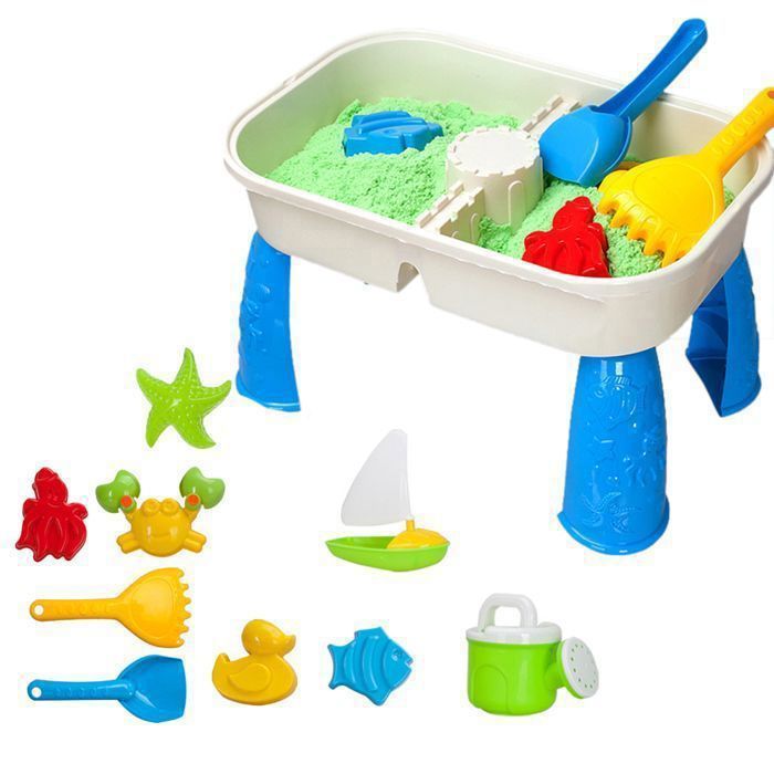 Table dactivités de plein air pour enfants ，sable et eau -  livrée avec 9 jouets de plage pour enfants
