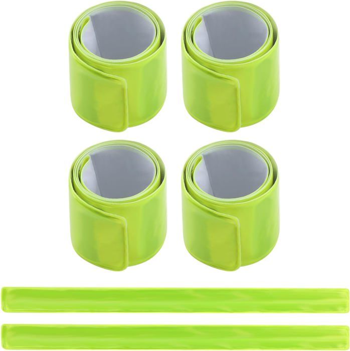Lot de 6 réflecteurs de vélo bande réfléchissante verte pince à pantalon de vélo GILET - BANDEAU REFLECHISSANT