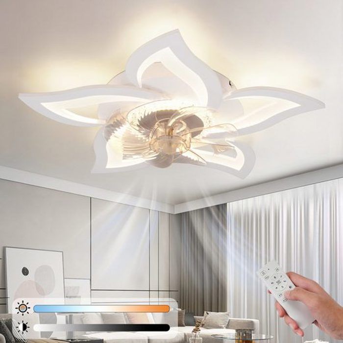 Ventilateur de plafond - NETTLIFE - 48W - Blanc - 3 températures de couleur - 6 vitesses - Nettlife