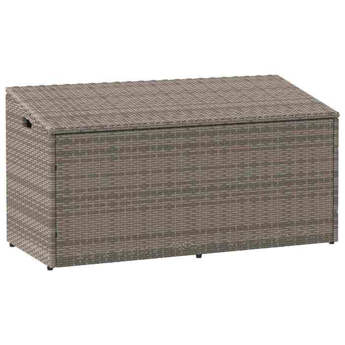 SALE 2025Boîte de rangement de jardin - Coffre de rangement extérieur gris 110x50x58 cm résine tressée114 Kg 6089