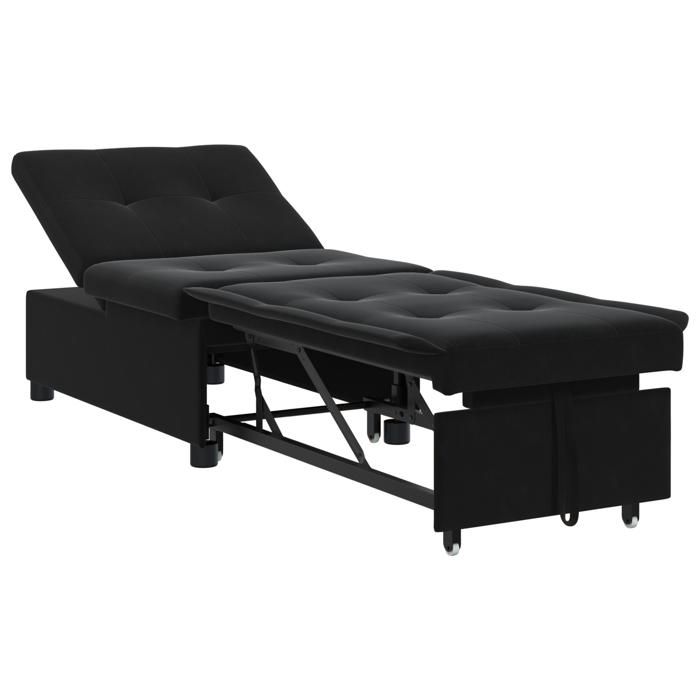712009& Canapé-lit 3-en-1Lit banquetteconvertible extractible noir en velours