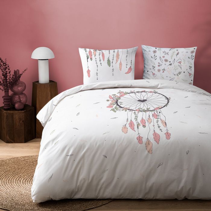 Parure De Lit Enfant MATT & ROSE JINO - Housse De Couette 140x200cm + Taie 63x63cm 100% Coton Oeko-TEX, Motif Savane Réversible Garçon Blanc