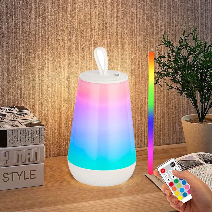 Veilleuse tactile portable colorée RVB lampe de chevet créative éclairage de camping en plein air1200 mAh avec télécommande-3W
