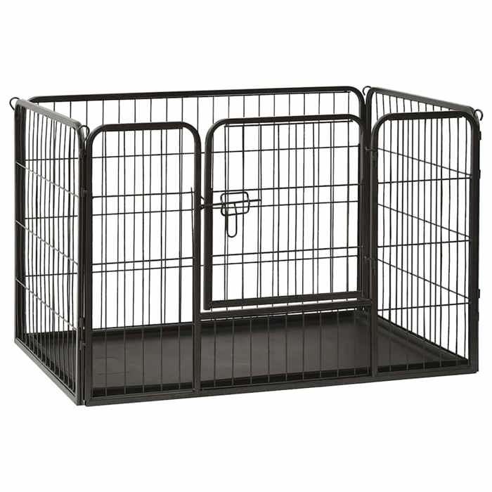 Parc pour chiots - vidaXL - Acier - Noir - 91 5x59x61 cm - Porte sécurisée Parc pour chiots - vidaXL - Acier - Noir - 91 5x59x61 cm - Porte sécurisée