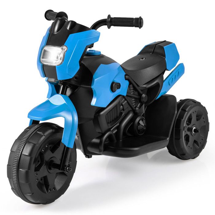 Moto Électrique 6V pour Enfants COSTWAY Phare LED Pédales Jouet Électrique à Batterie pour Enfants 37 à 72 Mois Bleu Marine