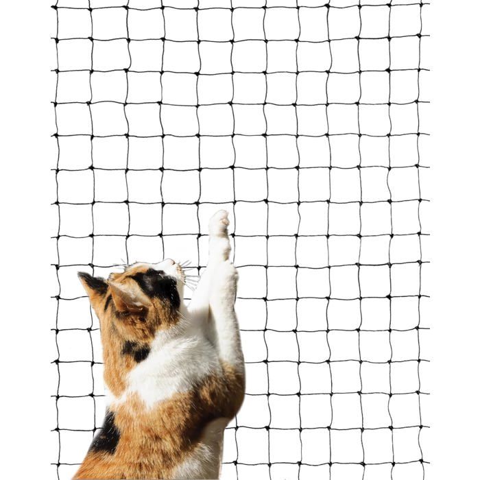 Filet de protection pour chat - QWORK® 8x3m - Renforcé en fil dacier inoxydable - HDPE résistant - Accessoires inclus