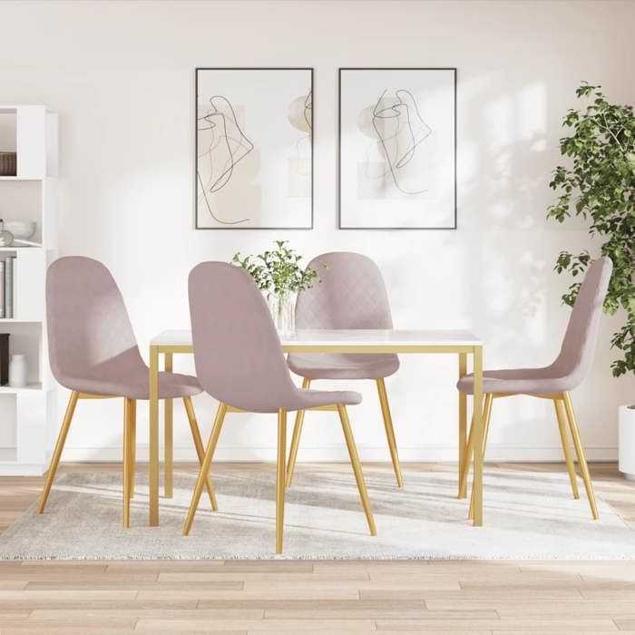 SALE 2026 Chaise de cuisine Rose - Chaises à manger lot de 4 Rose Velours PRO997033812