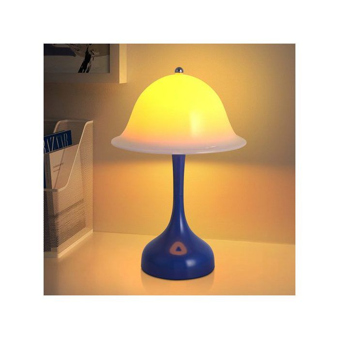 Lampe de table LED Nettlife veilleuse sans fil 3 couleurs intensité réglable tactile bleue