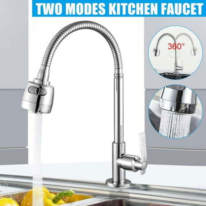 Robinet de cuisine avec pulvérisateur - PZCC - Bec rétractable - Rotation 360° - Tuyau extensible 12 m - Valve céramique