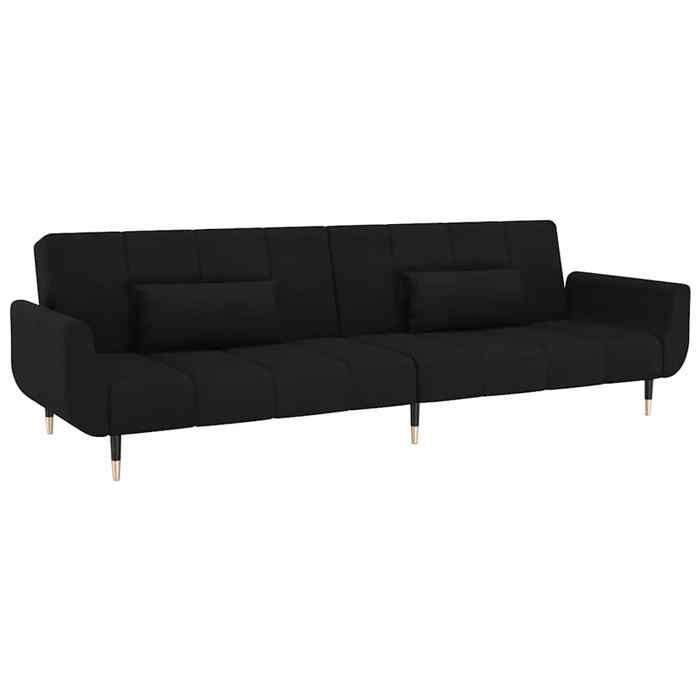 Canapé 2 places ABOTT@ Sofa convertible Pour Adulte/Enfant avec deux oreillers Noir Velours Les Soldes2038577