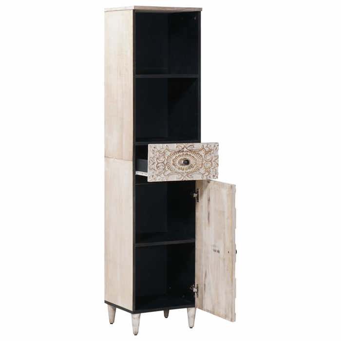 BEAU®Blanc Colonne/Armoire de salle de bain - ZENCORE - Contemporain - avec stockage - avec tiroir Blanc 38x335x160cm 3936572