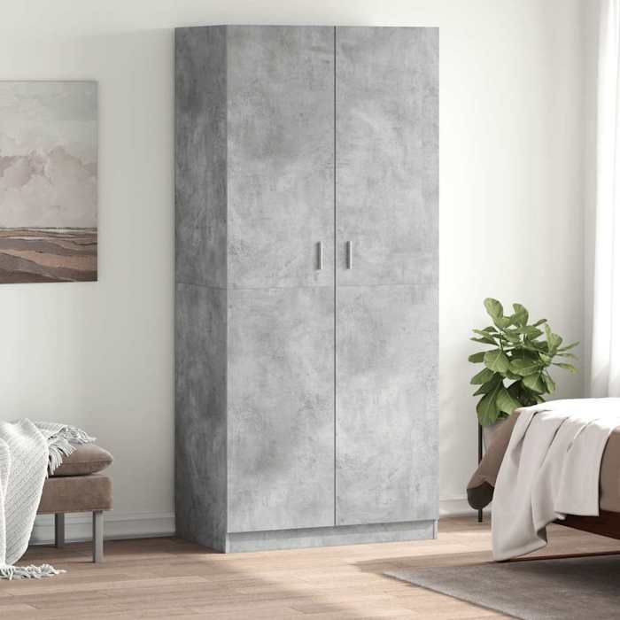 Gris Garde-robe Gris béton 90x52x200 cm Bois d’ingénierie - Armoires H7662