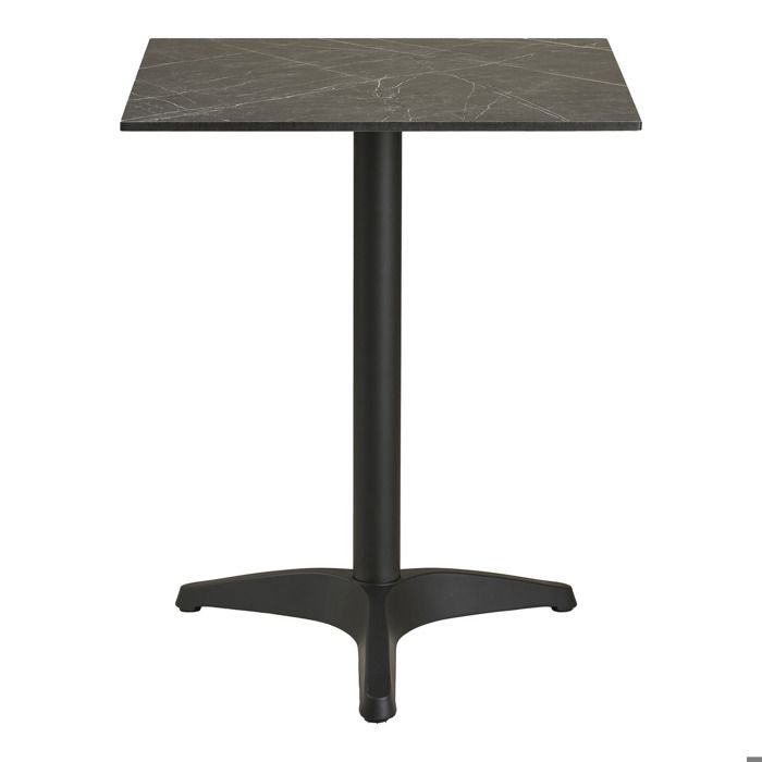 Table bistrot carrée effet marbre gris foncé avec pieds en aluminium noir - Réf. VK8681847498698