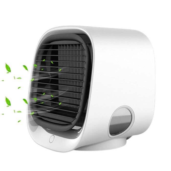 Climatiseur Portable Refroidisseur dAir avec Veilleuse LED Ventilateur Humidificateur 3 Vitesses Blanc - Alimentation USB