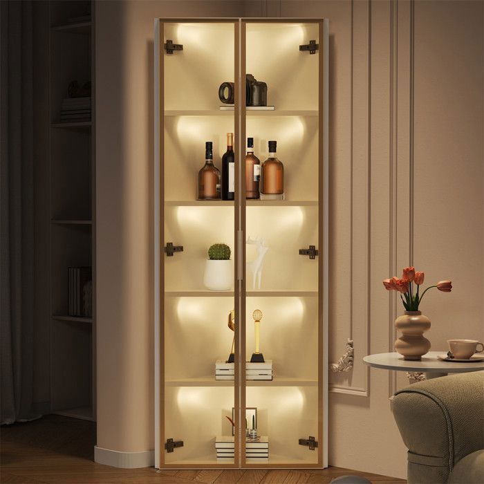 Vitrine LED, Meuble en Verre Trempé 3 Étagères Amovibles Portant 10kg, 2 Portes avec Serrure pour Collection Figurines, Blanc - Maison Vitrine LED, Meuble en Verre Trempé 3 Étagères Amovibles Portant 10kg, 2 Portes avec Serrure pour Collection Figurines, Blanc - Maison